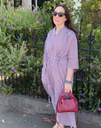 Sardinia Dress | Burgundy Stripe