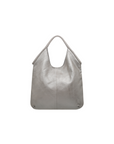 Leather tote in metallic silver italian leather 