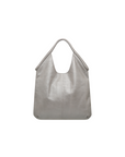Leather tote in metallic silver italian leather 