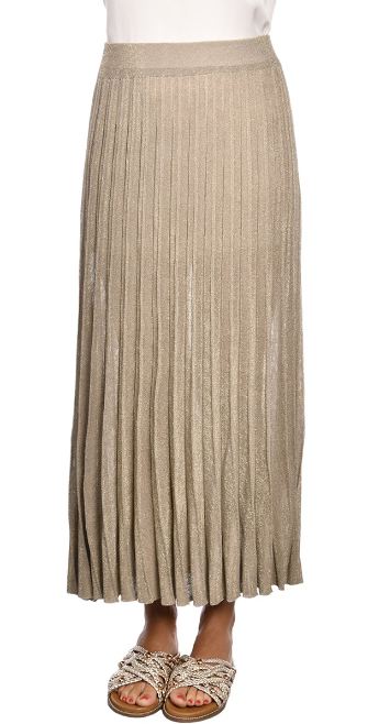 Beige pleated lurex skirt 