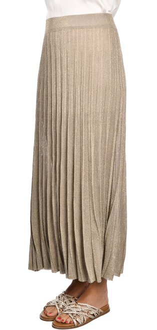 Beige pleated lurex skirt 