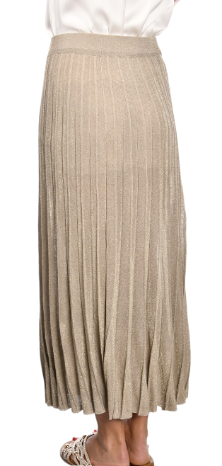 Beige pleated lurex skirt 