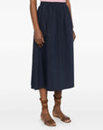 Cotton Midi Skirt | Navy