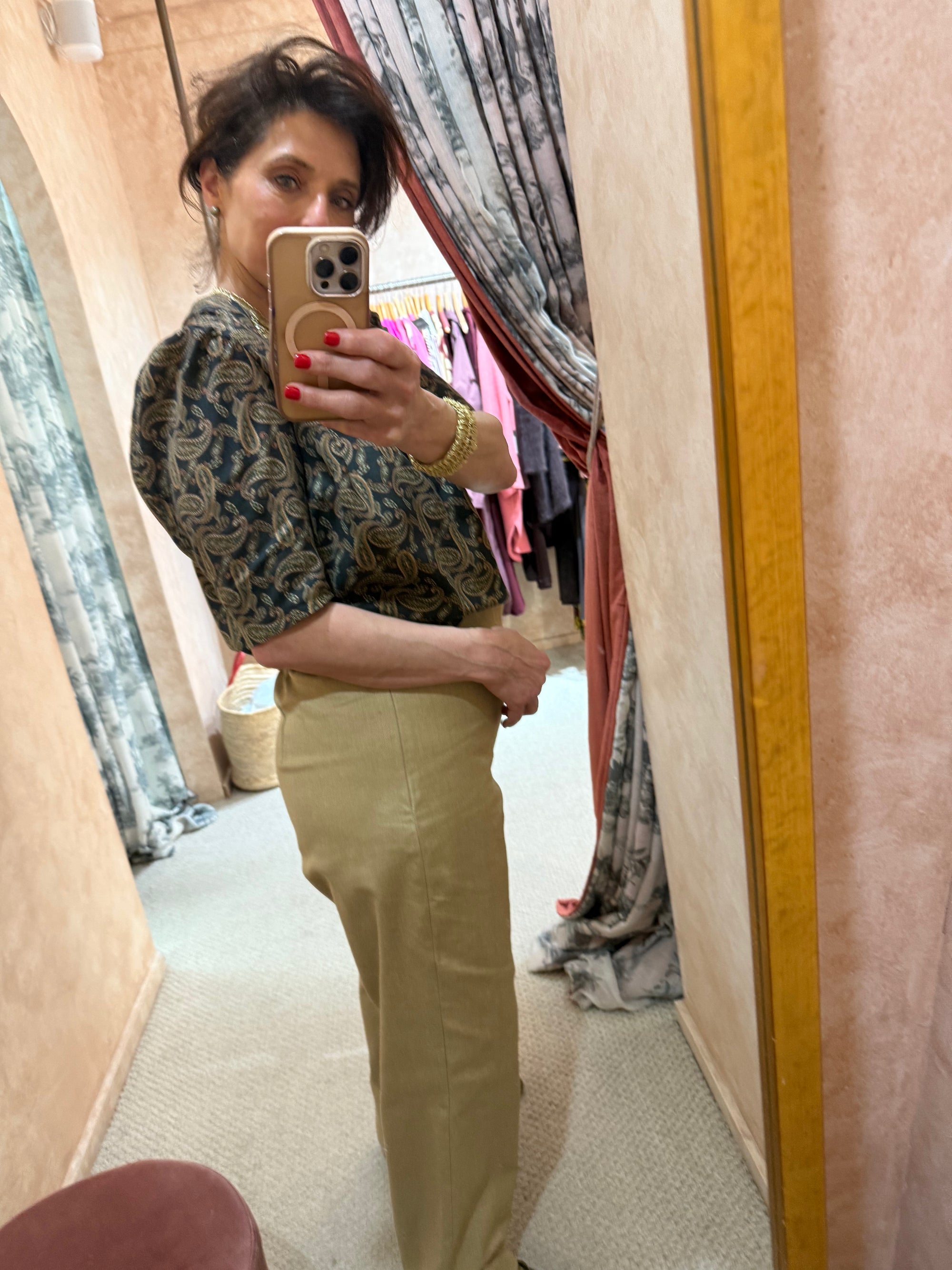 Rimini Top | Forrest Green Paisley