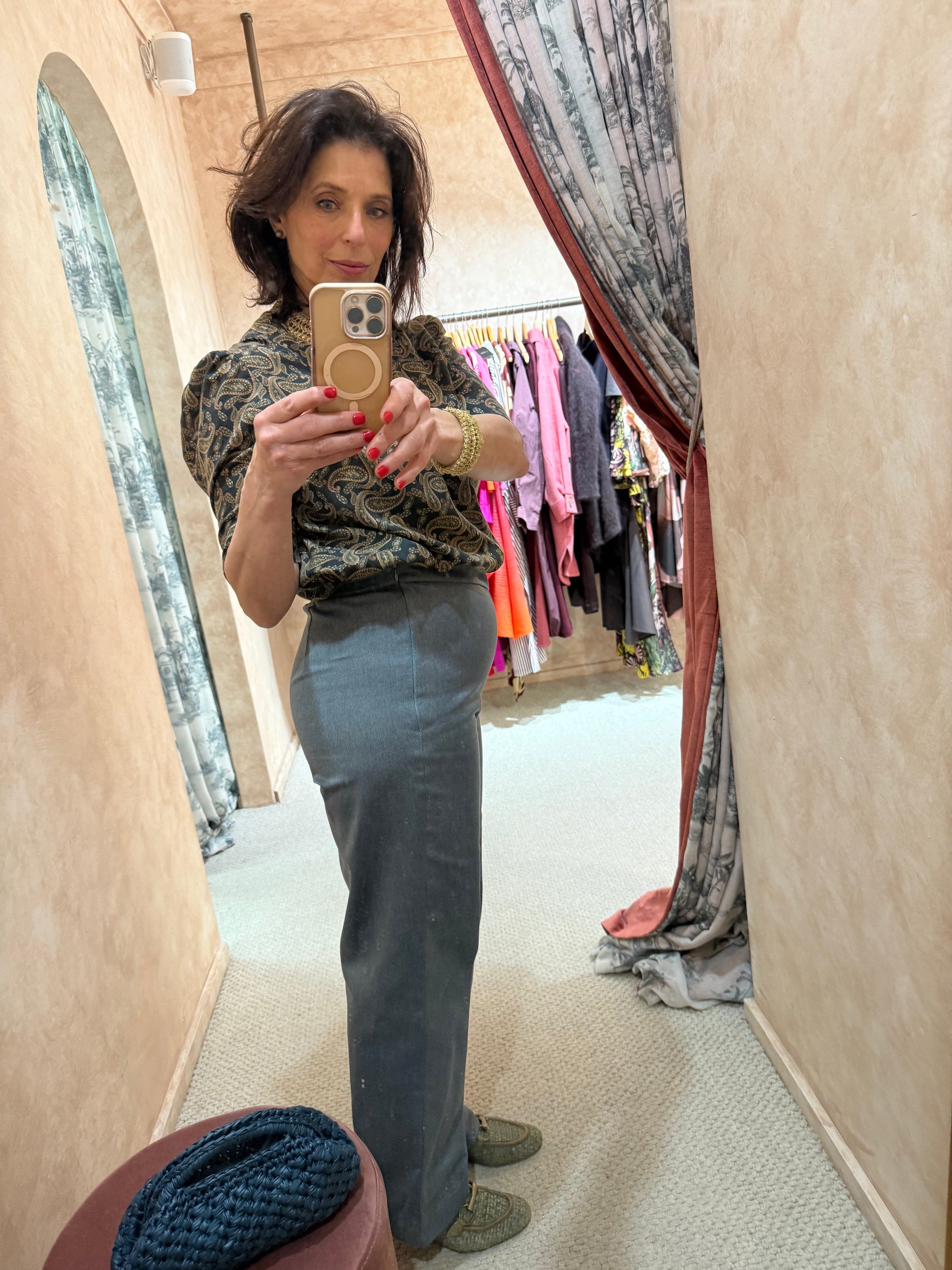 Rimini Top | Forrest Green Paisley