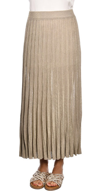 Beige pleated lurex skirt 