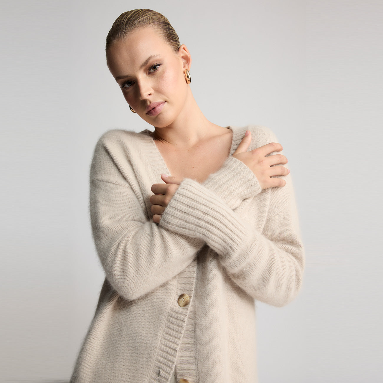 Fluffy knit cardigan