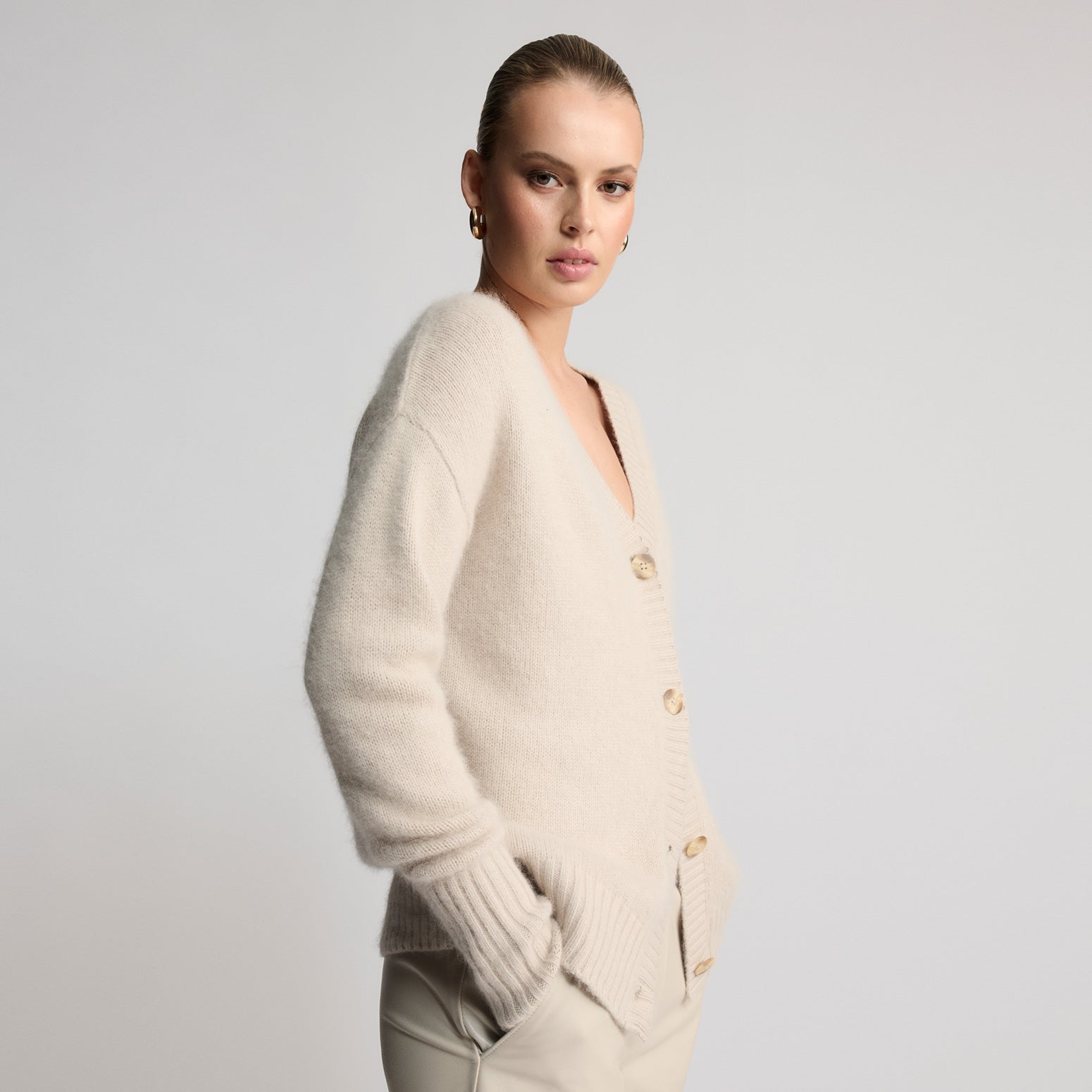 Fluffy knit cardigan