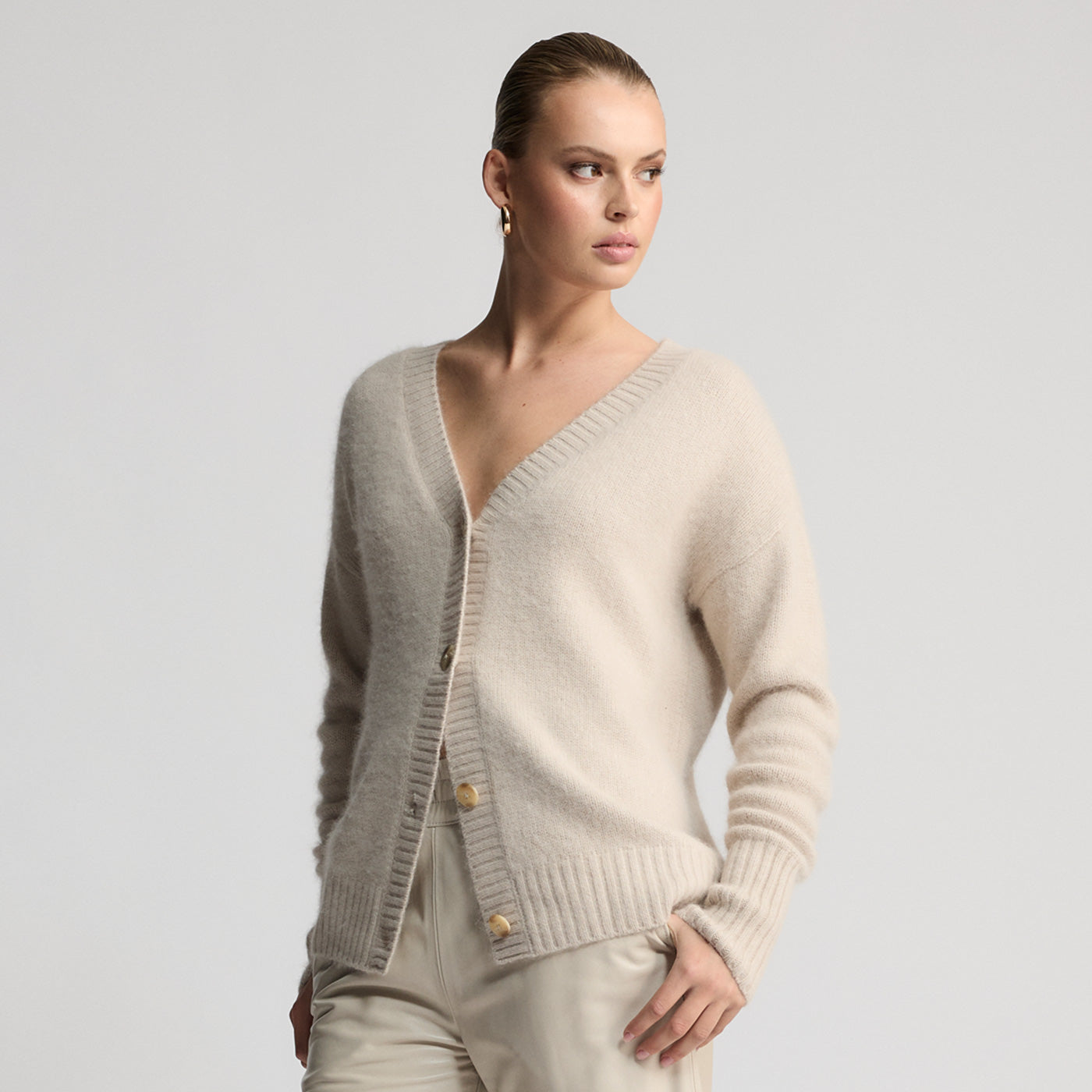 Fluffy knit cardigan