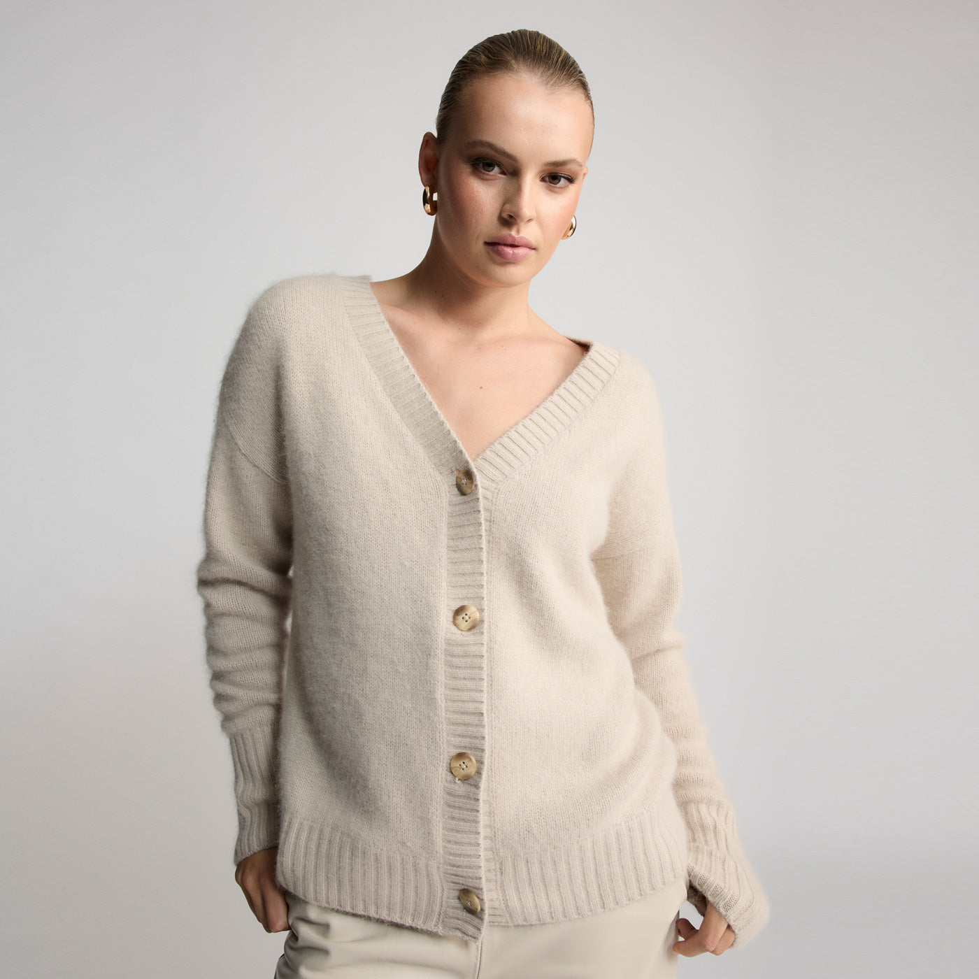 Fluffy knit cardigan