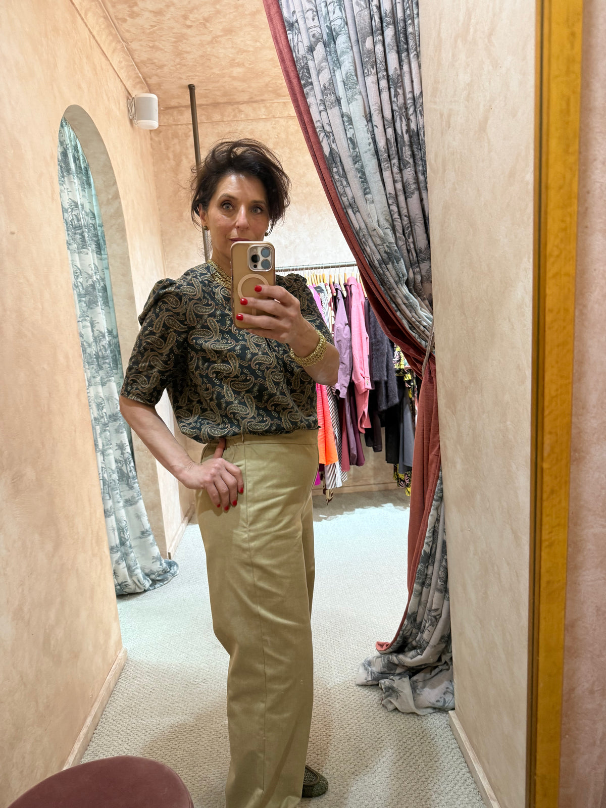 Rimini Top | Forrest Green Paisley