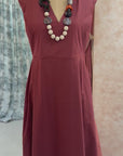 V-Neck Midi Dress | Wine